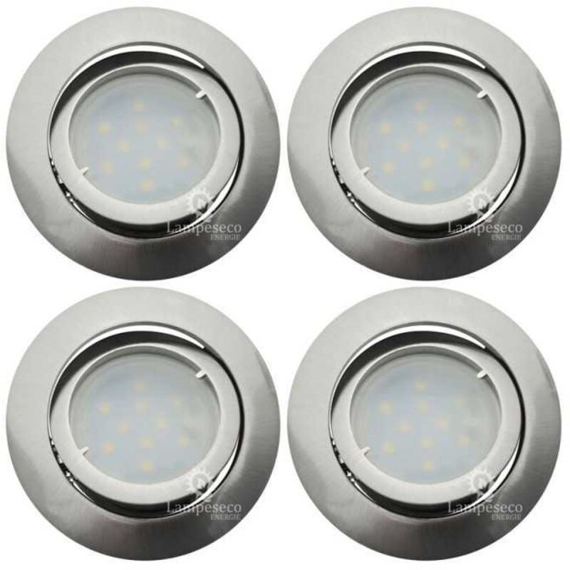 Lot de 4 Spot Led Encastrable Complete Satin Orientable lumière Blanc Chaud eq. 50W ref.209