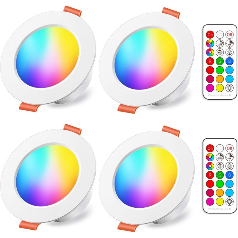 Lot de 4 Spots Encastrables led 10W rgb Dimmable Blanc Chaud - Spot Encastrable