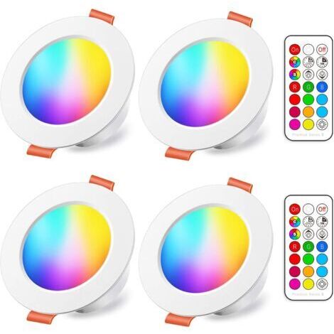 Lot de 4 Spots Encastrables LED 10W RGB Dimmable Blanc Chaud - Spot Encastrable