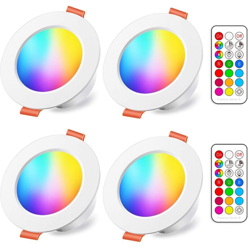 Hyy Ar - Spot Encastrable led 10W rgb Dimmable rgb Blanc Chaud (Lot de 4)