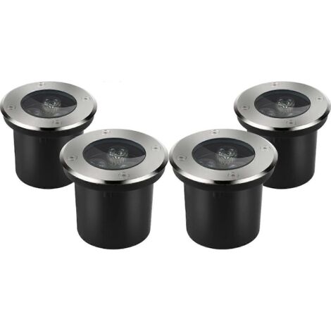 Lot de 4 spots encastrés LED ronds de 3 W pour extérieur, lumière du jour blanche, éclairage de jardin et d'allée.