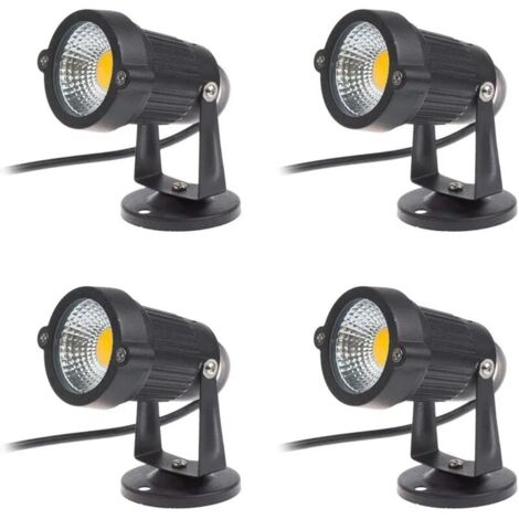 Lot de 4 spots LED COB 5W 220V orientables – Aluminium noir – Norme IP65 pour extérieur – Lumière blanche chaude