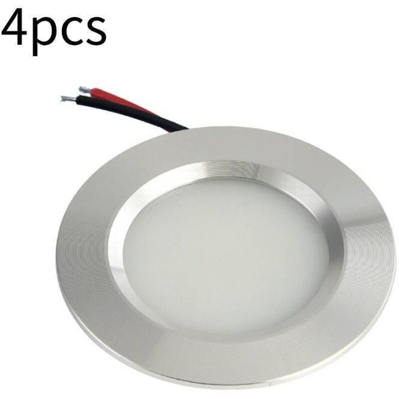 Lot de 4 spots LED encastrables 3W 12V, lumière blanc chaud 3000K, spot LED encastrable rond dimmable 240 lumens blanc chaud pour cuisine, salle de