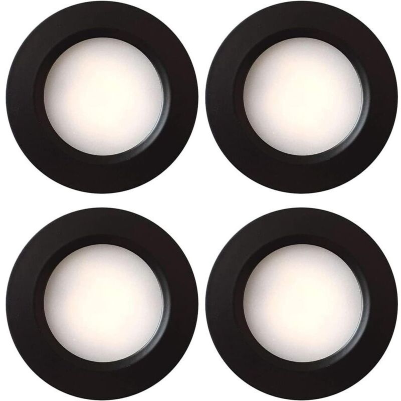 Lot de 4 spots LED pour dessous de placard, intérieur - Pour caravane, camping-car, bateau, cuisine, placard, comptoir, armoire, étagère, placard