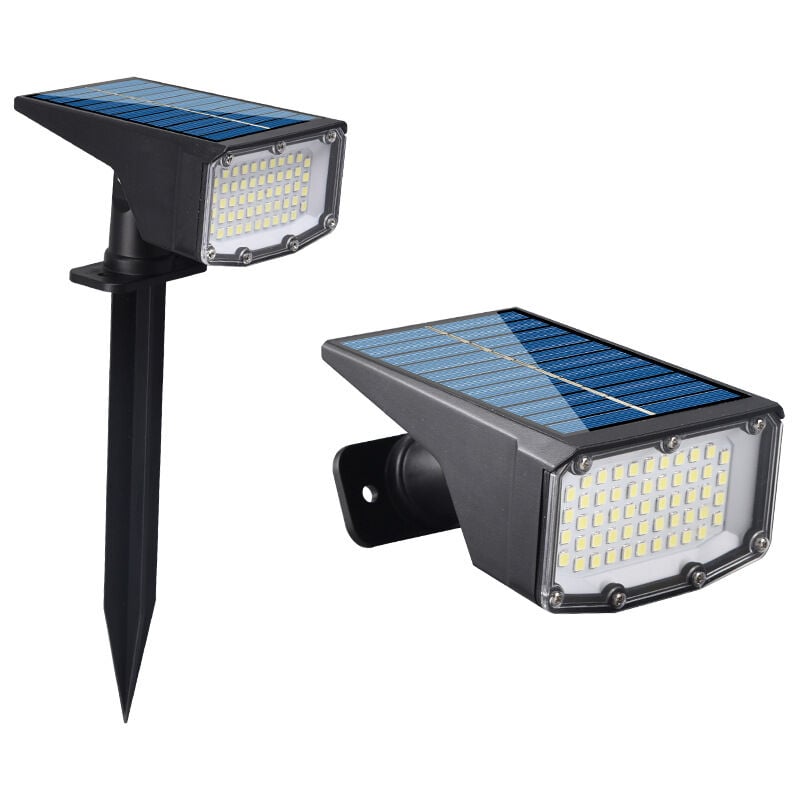 Lot de 4 spots solaires d'extérieur étanches, 3 modes d'éclairage, lumières solaires de paysage pour l'extérieur, 53 led, du crépuscule à l'aube