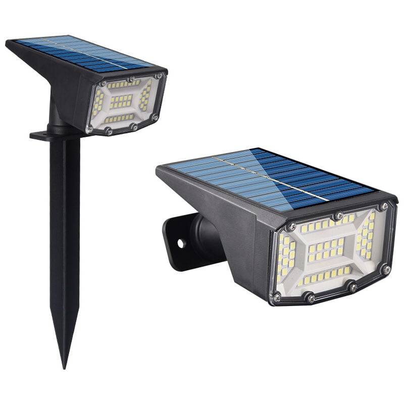 Lot de 4 spots solaires d'extérieur étanches, 3 modes d'éclairage, lumières solaires de paysage pour l'extérieur, 50 led, du crépuscule à l'aube
