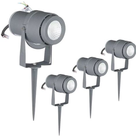 Lot de 4 Spots sur Piquet LED Extérieurs 12W IP65 Gris V-TAC VT-857 - 20 ° - Blanc neutre - 4000K