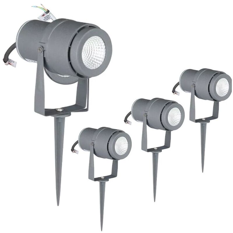 V-tac - Lot de 4 Spots sur Piquet led Extérieurs 12W IP65 Gris VT-857 - 20 ° - Blanc neutre - 4000K