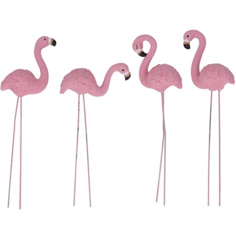 Lot de 4 statues de jardin flamant rose aux détails raffinés, élégantes et vives, de petite taille, pour décoration de jardin, pelouse, patio, cadeaux