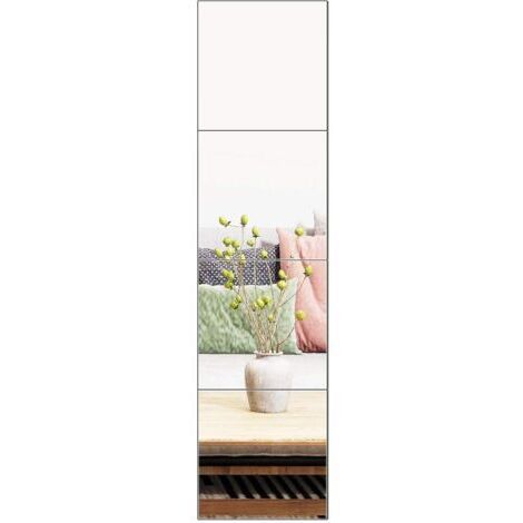 Lot de 4 stickers muraux miroir acrylique carrés pour salons, chambres, salles de bain et salles de sport, 30 x 30 cm