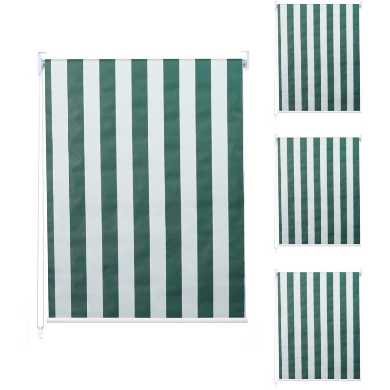 HHG - Set de 4 stores à enroulement 474, store à enroulement latéral, 120x230cm protection solaire opaque, vert/blanc