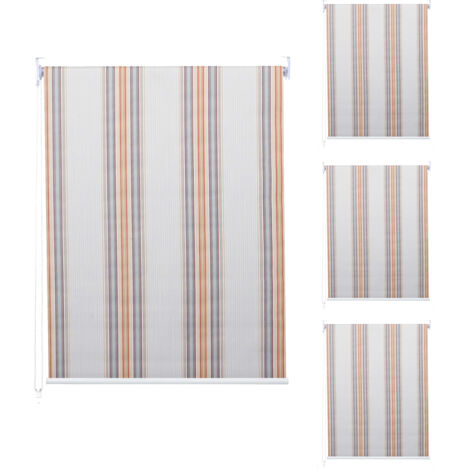 Lot de 4 stores à enroulement HWC-D52, stores à enroulement latéral, 120x230cm protection solaire opaque - gris/brun/ora