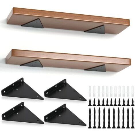 Lot de 4 Support Etagere Triangle, 14CM Supports D'étagère Flottant en Fer, Support Étagère Mural en Métal Pour Étagères