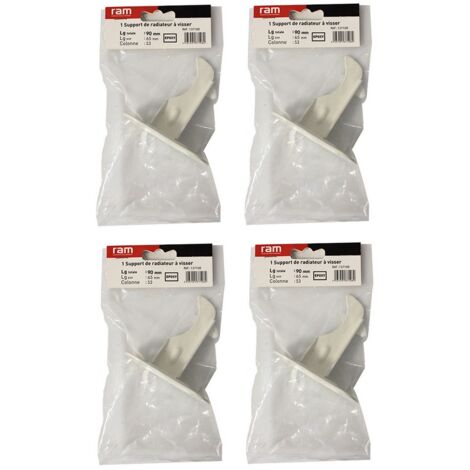Lot de 4 supports à visser pour radiateur en fonte type rideau - longueur axe 65 mm - longueur totale 90 mm - Ram