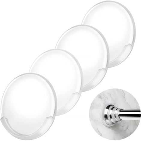 Lot de 4 supports adhésifs pour tringle à rideau de douche, support mural antidérapant pour tringle de douche de salle de bain, sans perçage (tringle à rideau de douche non incluse)