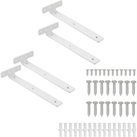 Lot de 4 Supports d' Étagère Flottants, 25 x 10 CM, Fixation Étagères Murale Invisible, Supports Étagères Flottante Durable, Blanc