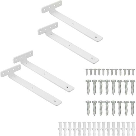 Lot de 4 Supports d' Étagère Flottants, 25 x 10 CM, Fixation Étagères Murale Invisible, Supports Étagères Flottante Durable, Blanc