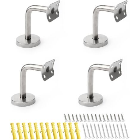 Lot de 4 supports de balustrade en acier inoxydable V4A, supports bombés pour rampe d'escalier et balcon, support inoxydable avec disques (diamètre 50 mm), capacité de charge jusqu'à 100 kg