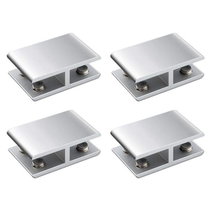 Lot de 4 supports de fixation pour étagère en verre double face réglables en alliage d'aluminium pour une épaisseur de 10 à 12 mm