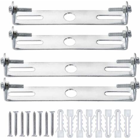 Lot de 4 supports de luminaire, Base de plafond universelle argentée en acier au carbone avec vis et écrous pour lustre, rosace