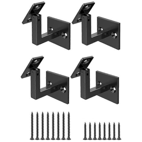 Lot de 4 supports de main courante réglables, supports de rampe d'escalier - Noir -