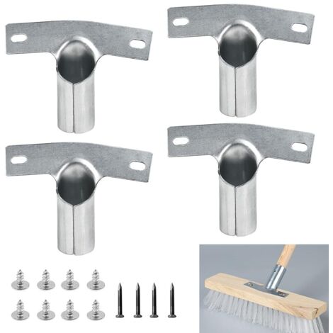 Lot de 4 supports de manche en métal pour manche à balai 23 mm avec 12 vis Support de manche à balai en métal Support de manche en métal pour manches à balai Support de manche pour manches d'outils à 