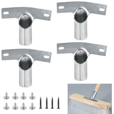 Lot de 4 supports de manche en métal pour manche à balai 23 mm avec 12 vis Support de manche à balai en métal Support de manche en métal pour manches à balai Support de manche pour manches d'outils à