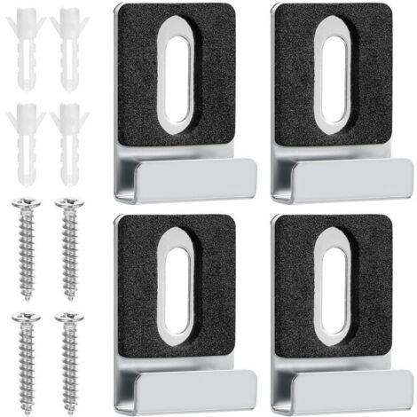 Lot de 4 supports de miroir, support mural pour miroir, supports en acier inoxydable, clips de suspension de miroir, supports de suspension de miroir avec chevilles et vis pour miroirs lourds