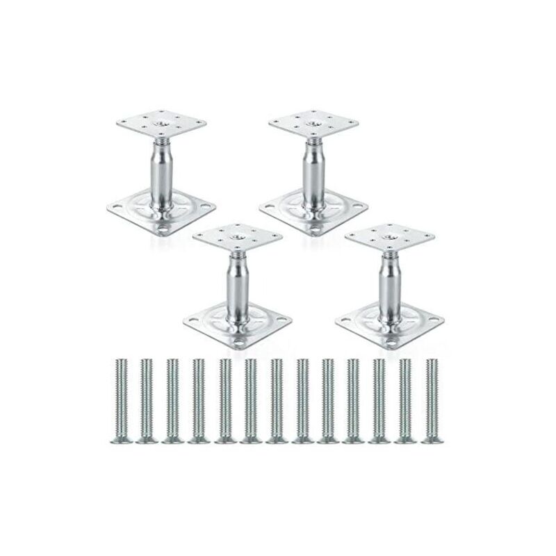 Zolginah Lot de 4 supports de poteau surélevés galvanisés réglables de 100 à 150 mm, support de toit robuste pour construction