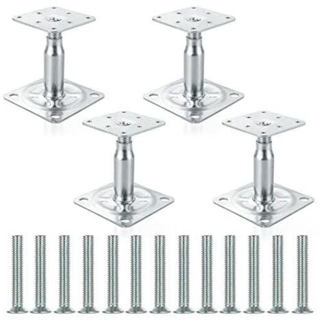 INEASICER Lot de 4 supports de poteau surélevés galvanisés réglables de 100 à 150 mm, support de toit robuste pour construction