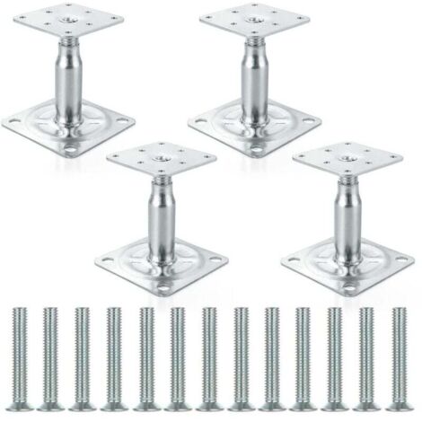 Lot de 4 supports de poteau surélevés galvanisés réglables de 100 à 150 mm, support de toit robuste pour construction