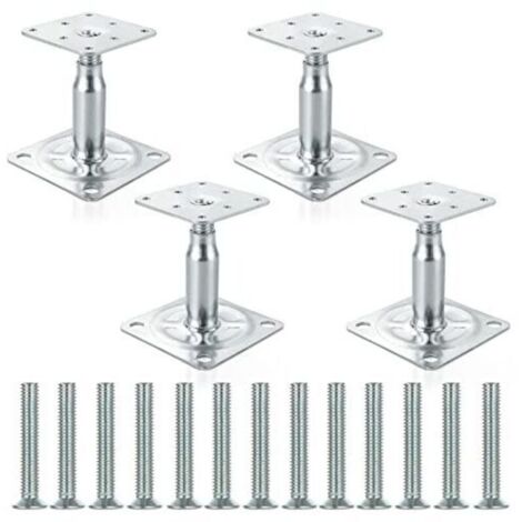 Lot de 4 supports de poteau surélevés galvanisés réglables de 100 à 150 mm, support de toit robuste pour construction