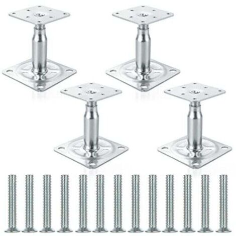 Lot de 4 supports de poteau surélevés galvanisés réglables de 100 à 150 mm, support de toit robuste pour construction