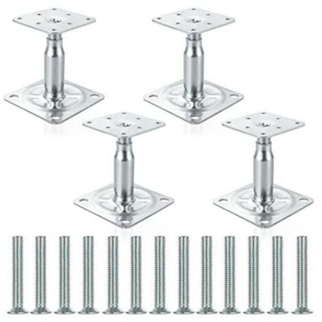 Lot de 4 supports de poteau surélevés galvanisés réglables de 100 à 150 mm, support de toit robuste pour construction