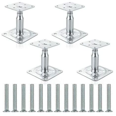 Lot de 4 supports de poteau surlevs galvaniss rglables de 100 150 mm, support de toit robuste pour construction