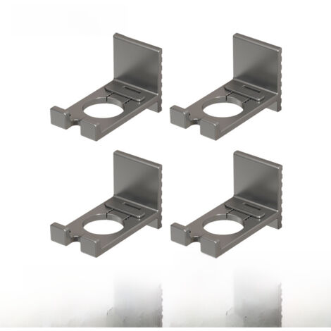 Lot de 4 supports de rangement gris anthracite pour gel douche, sans perçage, pour shampoing et savon pour les mains.