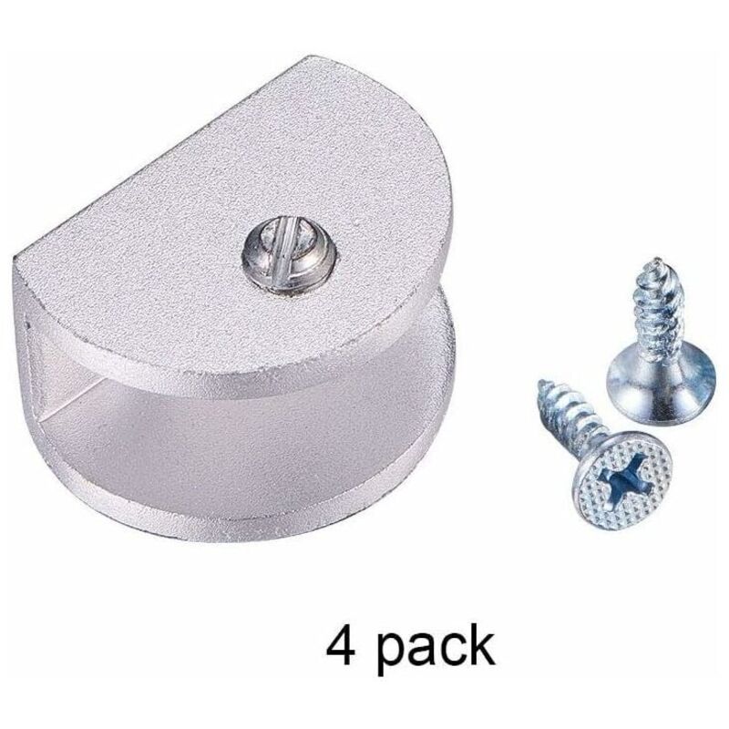 Dpzo - Lot de 4 supports de serrage réglables en alliage d'aluminium pour étagère en verre de 8 à 12 mm d'épaisseur (semi-circulaire)