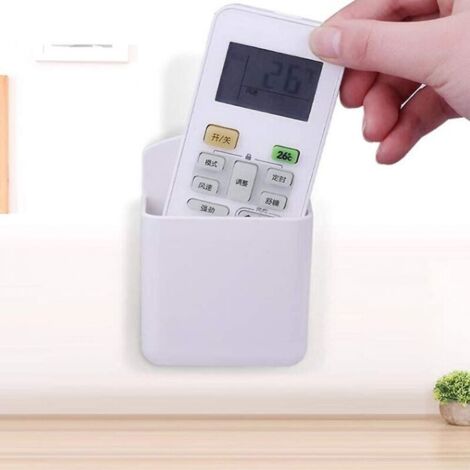 Lot de 4 supports de télécommande blancs, boîte de rangement murale pour support de télécommande, pour maison, bureau, chambre à coucher, boîte auto-adhésive