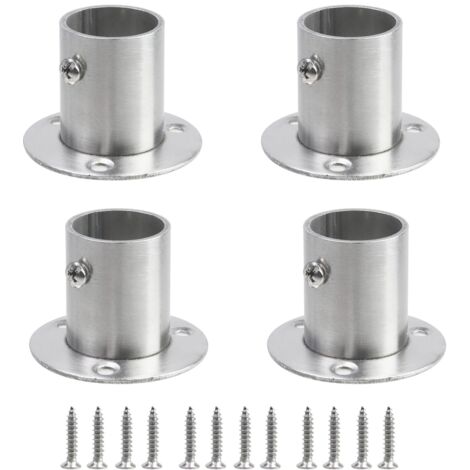 Lot de 4 supports de tringle à bride haute en acier inoxydable (Hauteur totale : 1,57 po  pour tubes de Ø 1,0 po) – Fixation plafond pour penderie, avec vis