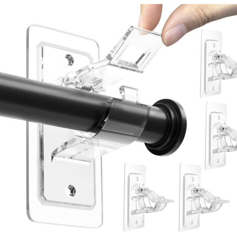Lot de 4 supports de tringle à rideaux autocollants, crochets sans perçage, adaptés aux tringles à rideaux  3 cm, supportent 9 kg, blancs