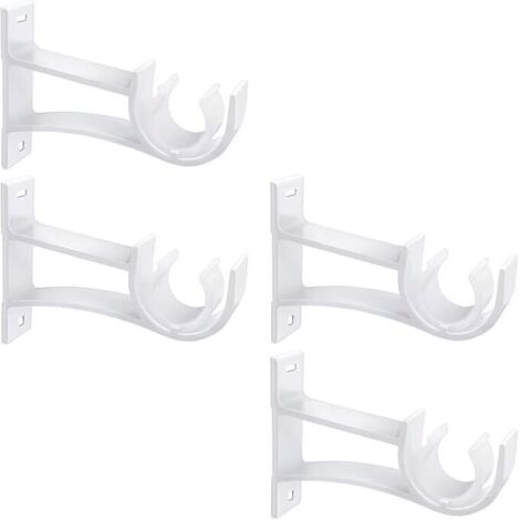 Lot de 4 supports de tringle à rideaux robustes en métal blanc de 26 mm pour tringle à rideaux de 26 mm à 32 mm