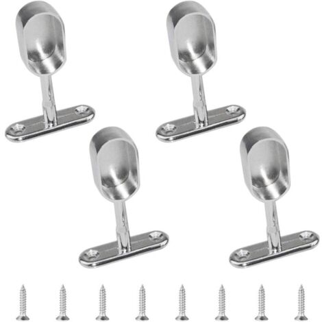 Lot de 4 supports de tringle de placard ovales en alliage de zinc pour armoire, chambre à coucher, salle de bain
