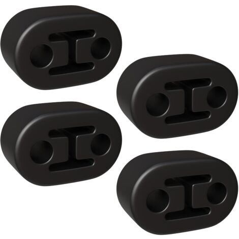 Lot de 4 supports d'échappement universels en caoutchouc - Convient pour tous les véhicules - Pour protéger le système arrière - 2 trous de 12 mm - Noir
