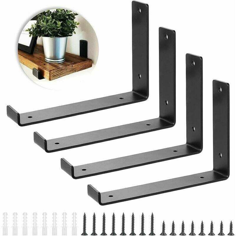 Lot de 4 supports d'étagère en métal noir très résistants pour étagère d'échafaudage (20 x 14 cm)