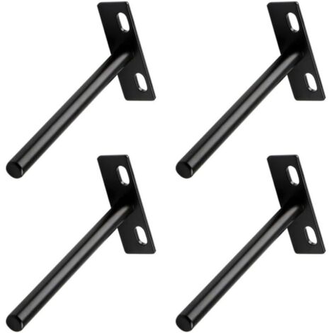 Lot de 4 supports d'étagère flottants robustes, noirs, invisibles, en forme de T, pour étagères en bois dissimulées