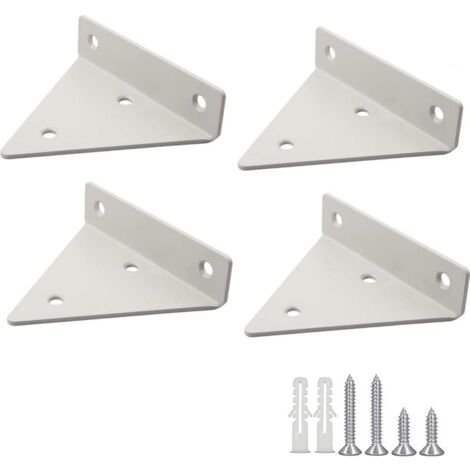 Lot de 4 supports d'étagère triangulaires, support mural pour jardin, cuisine, salon, charge 20kg avec vis, blanc