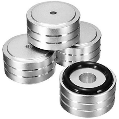Lot de 4 supports d'isolation pour enceintes Hi-Fi en aluminium 40 x 20 mm (argent)