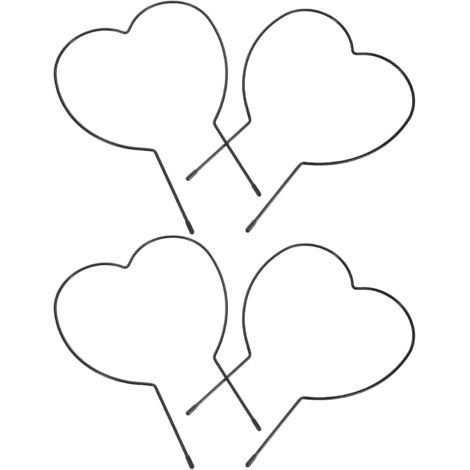Lot de 4 supports en fer en forme de cœur pour plantes grimpantes et rosiers