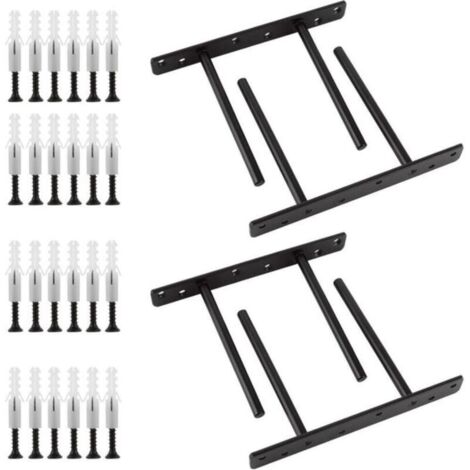 Lot de 4 supports invisibles noirs, 200x150mm – Supports flottants pour étagères murales, cuisine, chambre