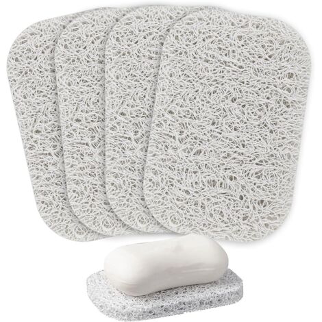 Lot de 4 supports porte-savon blancs sans BPA, faciles à nettoyer et adaptés à la douche, la cuisine, la salle de bain et les voyages.